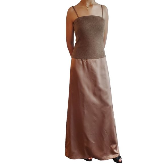Vintage Jim Hjelm Occasions Tan/Brown Evening Gown with Cardigan Size 4 - Picture 4 of 16